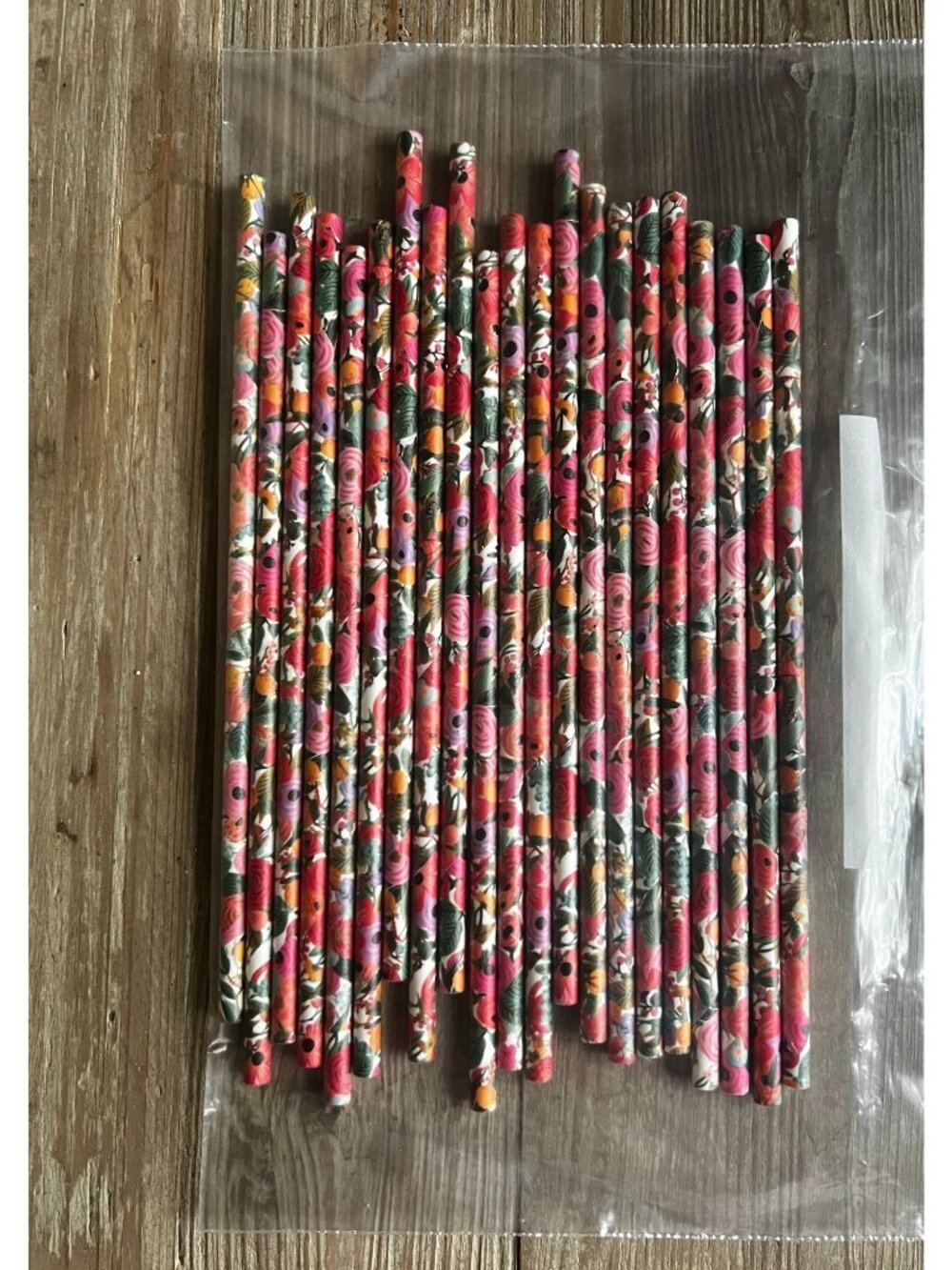 Floral Print Paper Straws Pack Of 21 Eco-Friendly Disposable Party Supplies